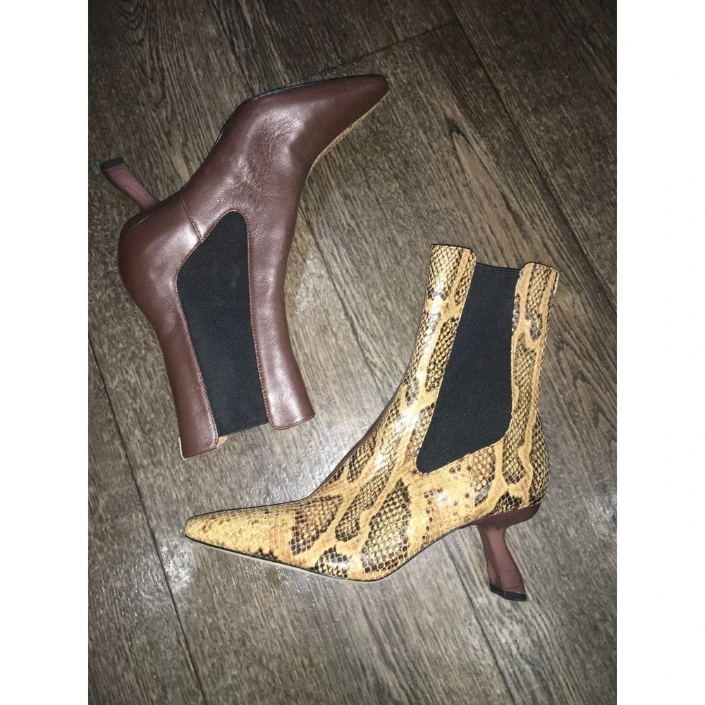 NEW Sam Edelman Women’s Size 6.5 Snake Leather Sammie Two Tone Booties